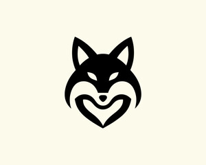 Black Fox Logo Design Vector Illustration.