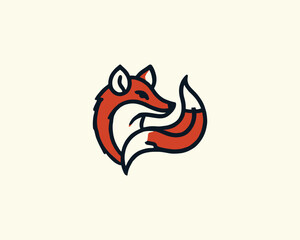 Fox Logo Design Vector Illustration.