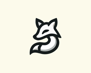 Black Fox Logo Design Vector Illustration.