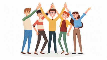 Positive Team Celebrating Success with High-Five Gesture in Office