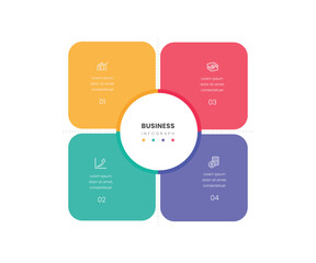 4 section business square infograph