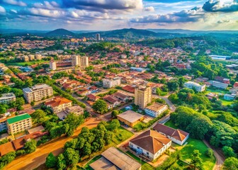 Fototapeta premium Aerial View of Enugu North, Nigeria: Bustling Cityscape with Greenery