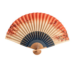 Elegant Hand Fan Asian Design Peach Blossom Decor Summer Gift, Transparent Background, Ai Generative Images