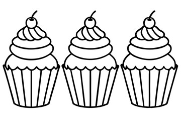 Cupcake Line Art Set for Print & Digital