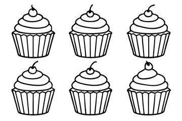 Cupcake Line Art Set for Print & Digital