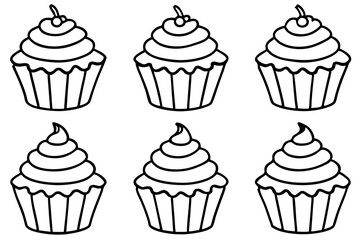 Cupcake Line Art Set for Print & Digital