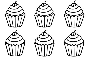 Cupcake Line Art Set for Print & Digital