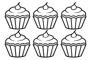 Cupcake Line Art Set for Print & Digital