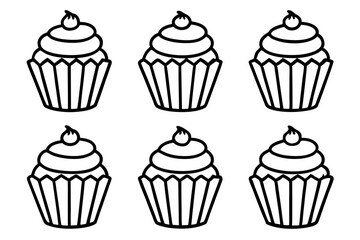 Cupcake Line Art Set for Print & Digital