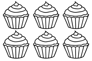 Cupcake Line Art Set for Print & Digital