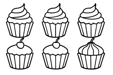 Cupcake Line Art Set for Print & Digital
