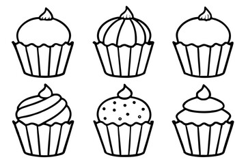 Cupcake Line Art Set for Print & Digital