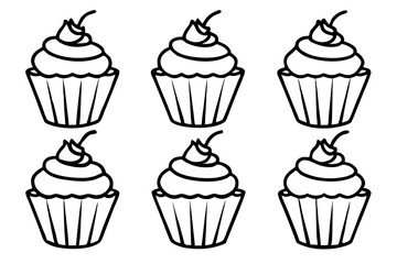 Cupcake Line Art Set for Print & Digital