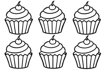 Cupcake Line Art Set for Print & Digital