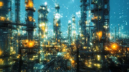 Fototapeta premium Futuristic city lights, sci-fi cityscape with bright neon, cyberpunk futuristic theme, modern city in lights