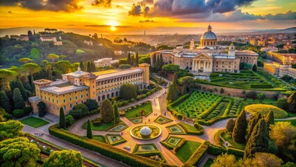 Obraz premium Aerial View of Papal Palace Gardens, Vatican City