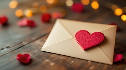 romantic love letter with a heart-shaped seal for valentines day, wedding invitations, greeting cards, love promotions, social media posts, sale marketing