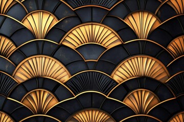 Fototapeta premium Golden art deco pattern creating elegant and luxurious background