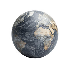 Dark Grey Marble Earth Globe World Map Design,
