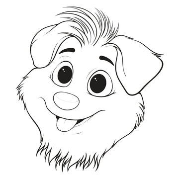 recommend clip art: Head Dog Character Illustration, Coloring Book Page with Dog, Coloring page outline of a cute dog, coloring page with Animal character.