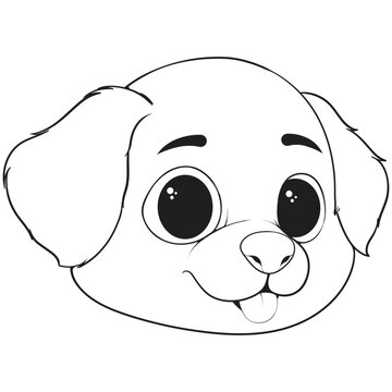 recommend clip art: Head Dog Character Illustration, Coloring Book Page with Dog, Coloring page outline of a cute dog, coloring page with Animal character.