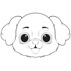Head Dog Character Illustration, Coloring Book Page with Dog, Coloring page outline of a cute dog, coloring page with Animal character.