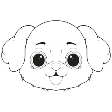recommend clip art: Head Dog Character Illustration, Coloring Book Page with Dog, Coloring page outline of a cute dog, coloring page with Animal character.