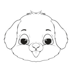 Head Dog Character Illustration, Coloring Book Page with Dog, Coloring page outline of a cute dog, coloring page with Animal character.
