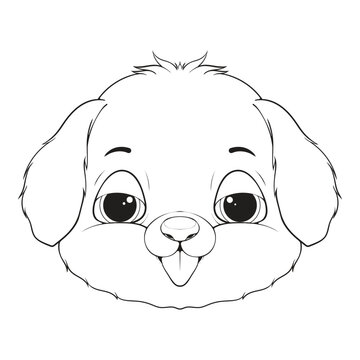 recommend clip art: Head Dog Character Illustration, Coloring Book Page with Dog, Coloring page outline of a cute dog, coloring page with Animal character.