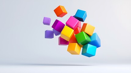 Obraz premium Floating Colorful Cubes Abstract Background