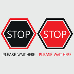 Stop Please wait here thank you vector icon