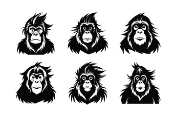 Tarsier (Tarsius) mammal animal, labeled silhouette vector art illustration.