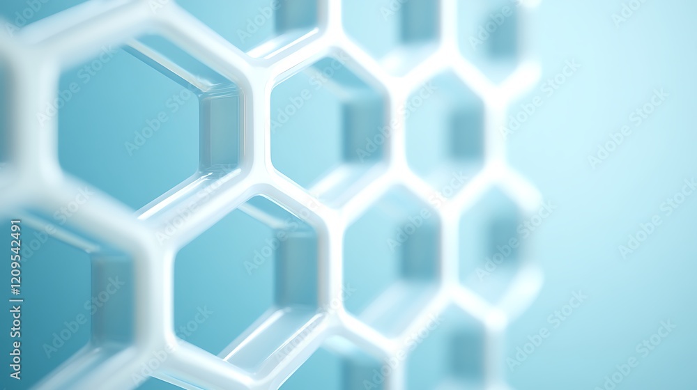 Aufkleber abstract close-up of white honeycomb structure against a soft blue background for modern design and 