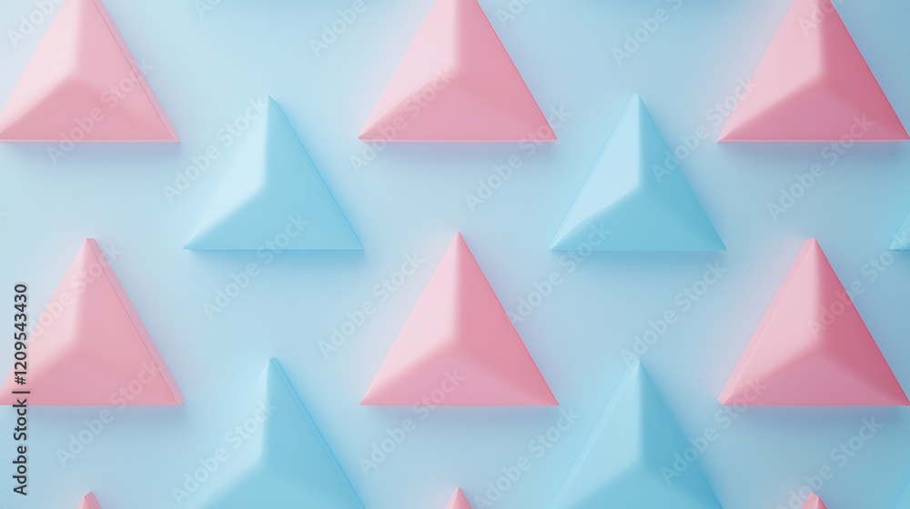 Poster Abstract Geometric Pattern with Pink and Blue Triangles on a Soft Background for Modern Design Projects