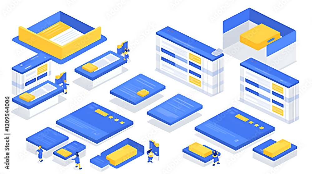 Wall mural isometric ui design elements.