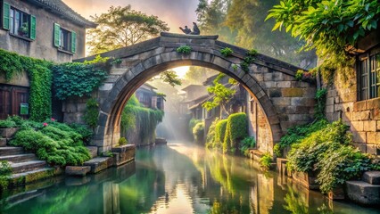 Fototapeta premium Ancient Chinese Water Town Bridge - Urban Exploration Photography