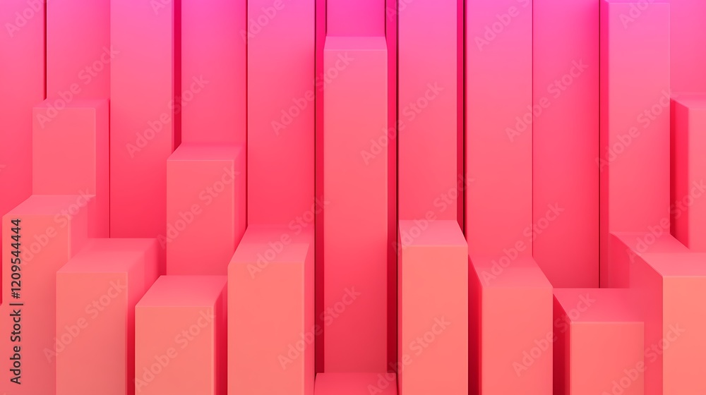 Aufkleber abstract pink geometric shapes in 3d space with smooth gradients for modern design and artwork backg