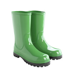 Green rain boots pair footwear waterproof outdoor gear,