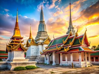 Fototapeta premium Ancient Wat Phra Mahathat Woramahawihan Temple in Nakhon Si Thammarat, Thailand - Detailed Architectural Photography