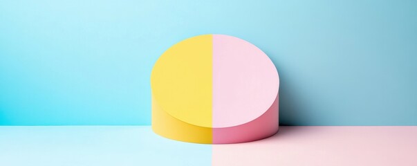 pastel colors, pie chart, graphic design, presentation, data analysis, minimalism, creativity, modern art, turquoise, yellow, pink, bright background