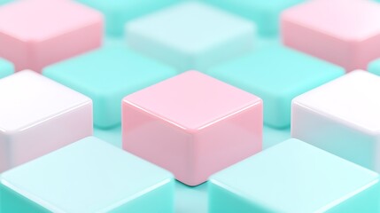 Obraz premium Colorful geometric blocks in pastel shades creating an abstract pattern on a soft background