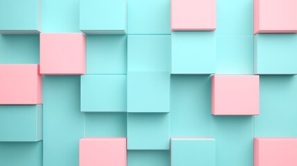 Colorful geometric blocks in soft pink and blue tones arranged in a modern abstract pattern for creative design