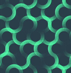 Overlay Circles Seamless Pattern Trend Dot Work Turquoise Abstract Vector Background. Intricate Layered Structure Halftone Art Illustration for Mod Textile Print. Endless Graphic Abstraction Wallpaper