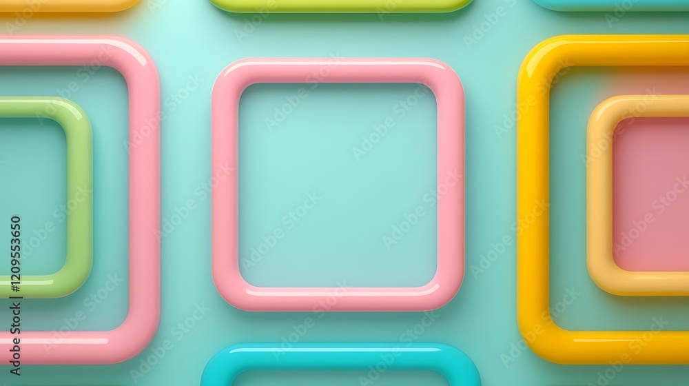 Poster colorful geometric shapes on pastel background creating a modern artistic composition with playful d