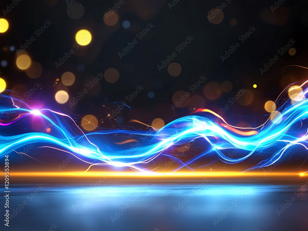 Poster dynamic ai generated light waves abstract background digital art vibrant environment artistic perspe