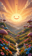 The Whimsical Sunrise of a Hidden Valley Full of Life