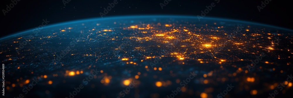 Poster abstract digital earth with glowing connections, global network concept background banner for busine