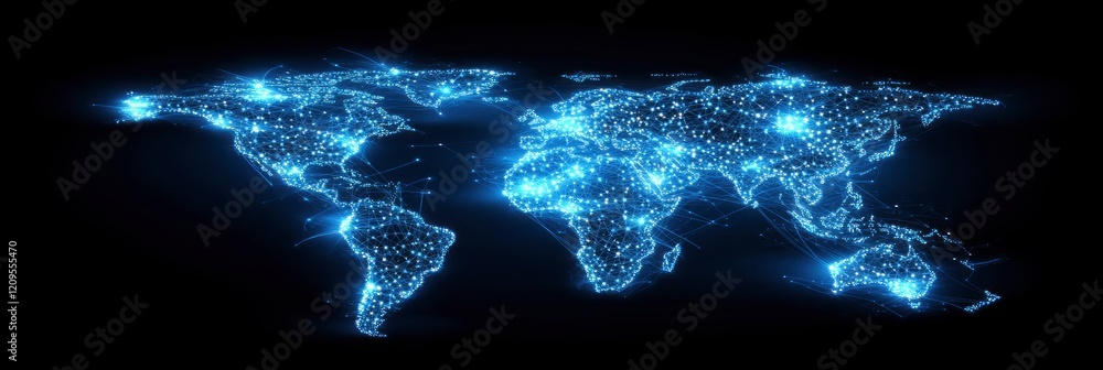 Poster abstract digital earth with glowing connections, global network concept background banner for busine