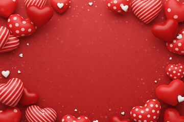 Valentine Red Hearts Background with Romantic Design

