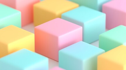 Fototapeta premium Colorful Pastel Blocks Arrangement in Soft Tones with Smooth Surface and a Minimalist Background Design